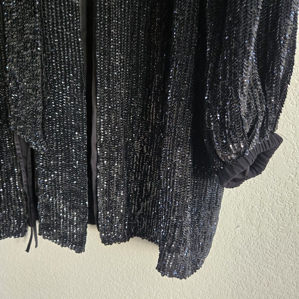 NWT Retrofete Gabrielle Embellished Robe Mini Dress Size S Black VNeck Tie Waist - Picture 6 of 14